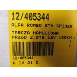 ALFA ROMEO GTV SPIDER TARCZA  PRZÓD 2,0TS