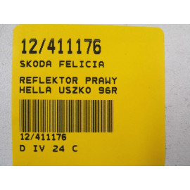 FELICIA 95-98 REFLEKTOR PRAWY HELLA 