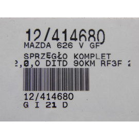 MAZDA 626 V GF SPRZĘGŁO KOMPLETNE 2,0 DI  DITD RF3