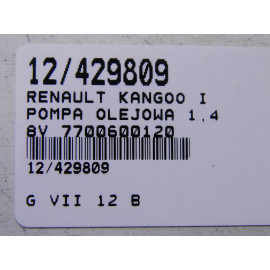 RENAULT KANGOO I POMPA OLEJU 1,4 8V 7700600120