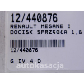 RENAULT MEGANE I DOCISK SPRZĘGŁA 1,6 8V