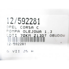 CORSA C POMPA OLEJU OBUDOWA 1,3CDTI 37004600