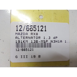 MAZDA RX8 ALTERNATOR N3H1A 1,3 A3TG1291A