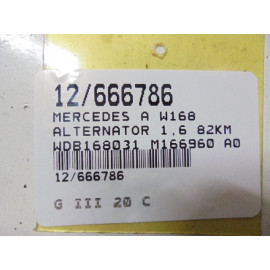 A W168 ALTERNATOR A0121544502 1,6