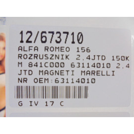 ALFA ROMEO 156 ROZRUSZNIK 63114010 2,4JTD