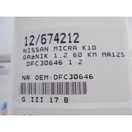 NISSAN MICRA K10 GAŹNIK