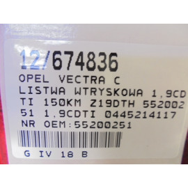 OPEL VECTRA C LISTWA WTRYSKOWA 55200251