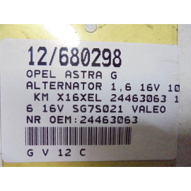 ASTRA II G ALTERNATOR 24463063YH 1,6 16V